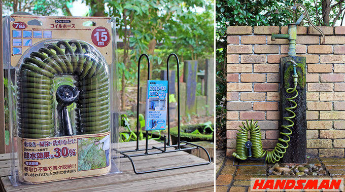伸縮性バツグンのコイルホース＆スタンドで楽ちん水まき！ - ハンズマン